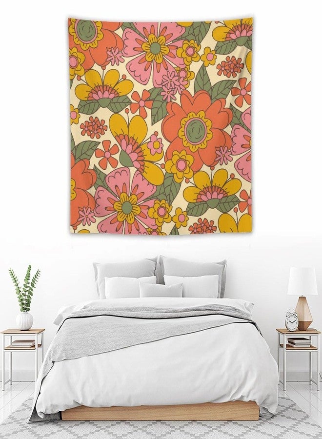 Houselerax Retro 60 70s Floral Tapestry,Hippie Spring Groovy Flower Power Flower Boho Print Wall Hanging Neutral Home Decor Art for Living Room Bedroom Dorm 40"x30" - Image 5